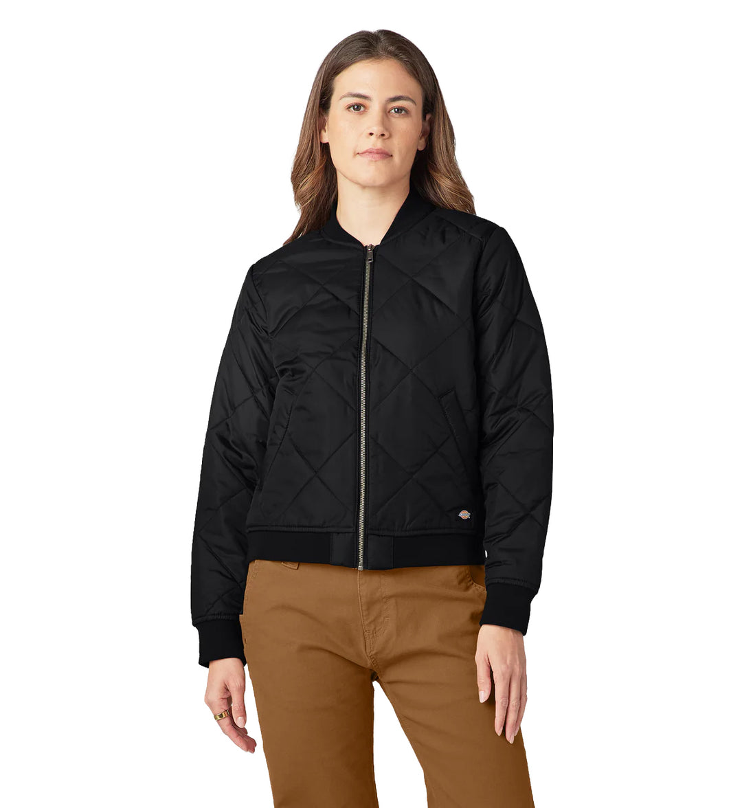 Dickies Women’s Quilted Bomber Jacket Black A876T | Pro Feet