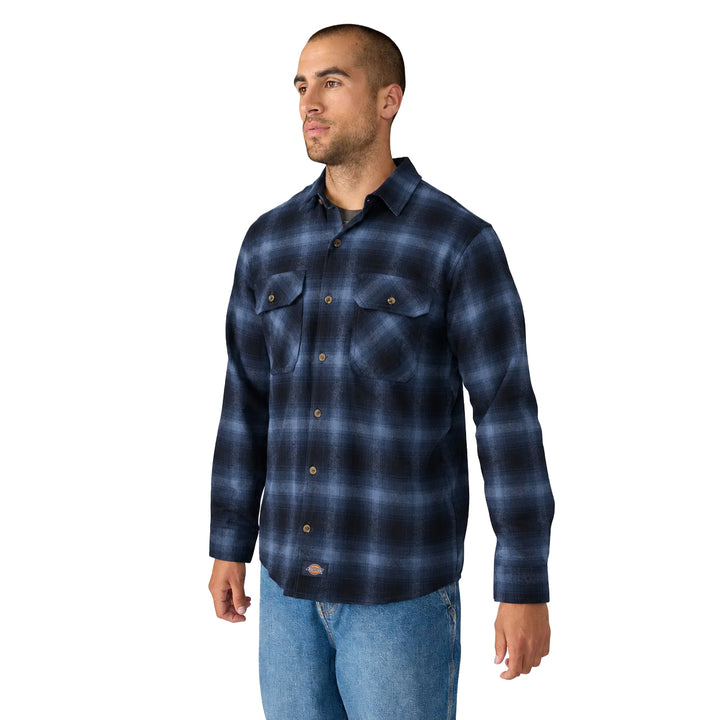 Dickies Long Sleeve Flannel Work Shirt Dark Denim A879L-0DM | Pro Feet