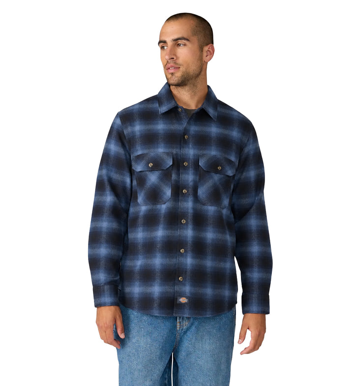 Dickies Long Sleeve Flannel Work Shirt Dark Denim A879L-0DM | Pro Feet