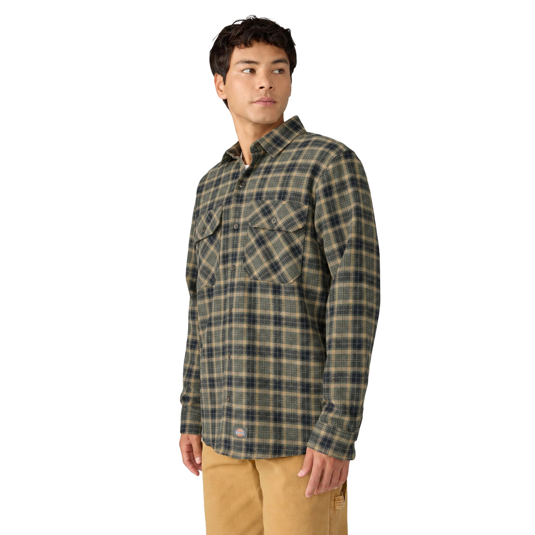 Dickies Long Sleeve Flannel Work Shirt Tactical Green A879L-0GC | Pro Feet