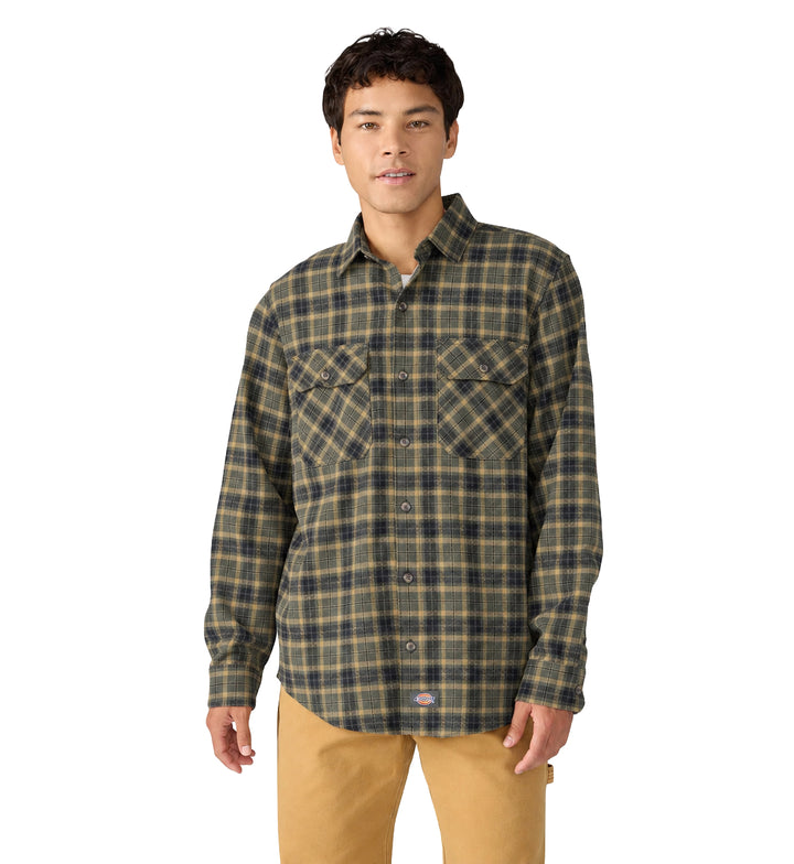 Dickies Long Sleeve Flannel Work Shirt Tactical Green A879L-0GC | Pro Feet