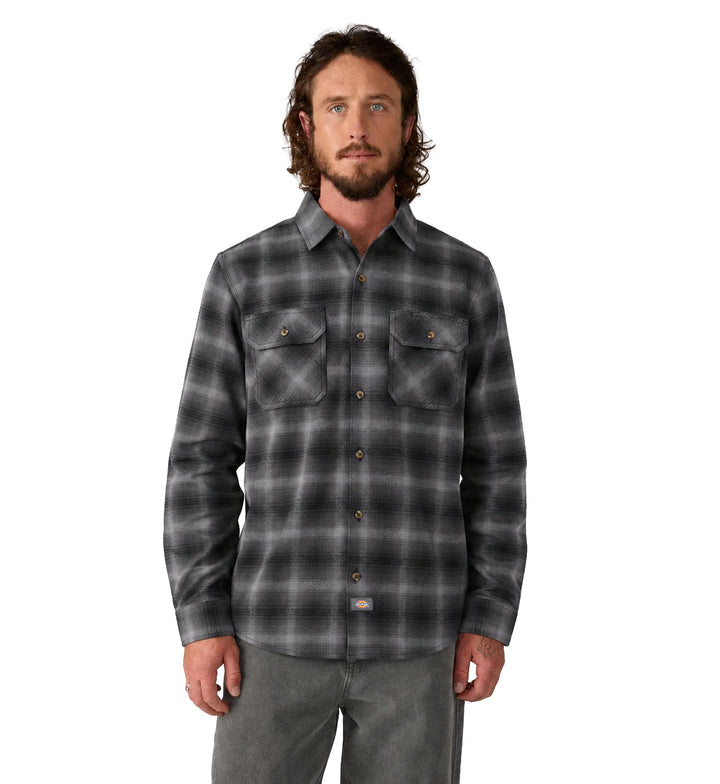 Dickies Long Sleeve Flannel Work Shirt Slate A879L-0SL | Pro Feet