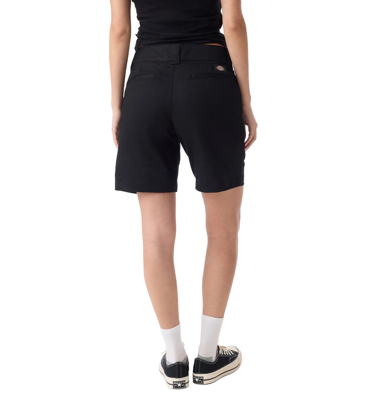 Dickies Women’s Super Flex Flat Front Shorts 9 Inch Black A888R | Pro Feet