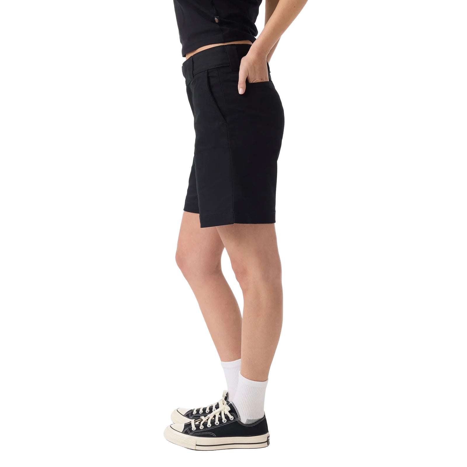Dickies Women’s Super Flex Flat Front Shorts 9 Inch Black A888R | Pro Feet
