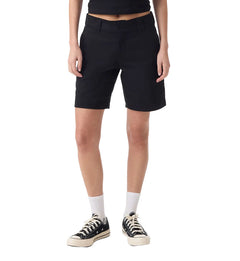 Dickies Women’s Super Flex Flat Front Shorts 9 Inch Black A888R | Pro Feet