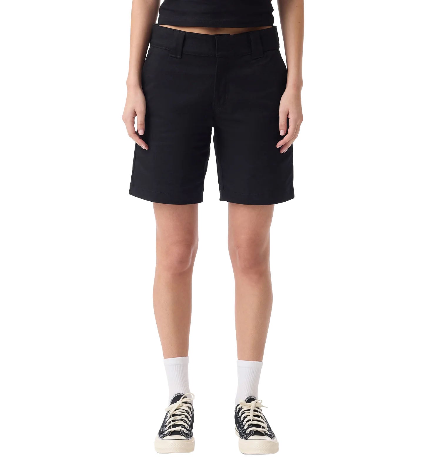 Dickies Women’s Super Flex Flat Front Shorts 9 Inch Black A888R | Pro Feet