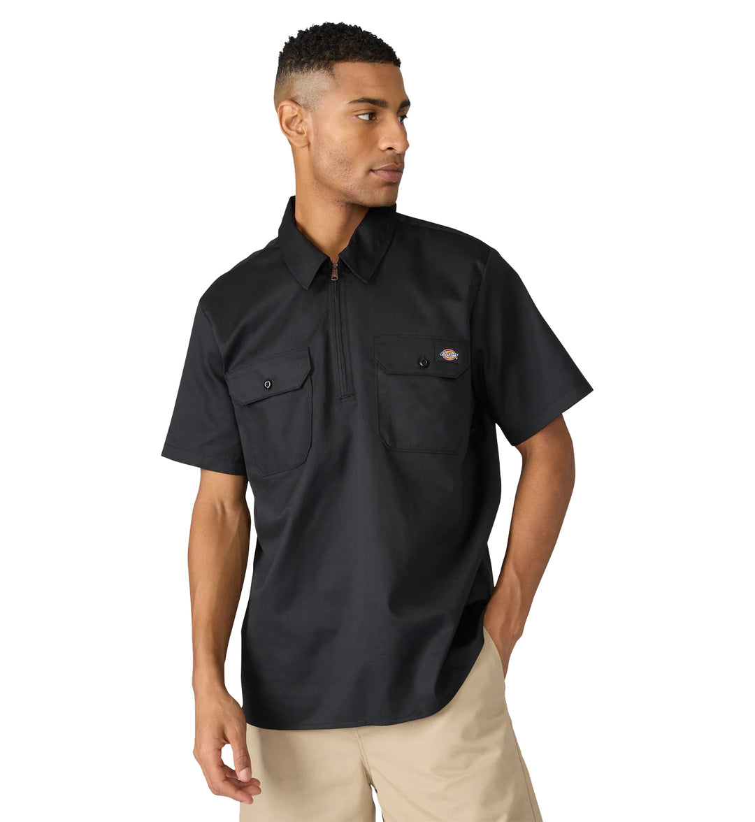 Dickies 1/4 Zip Work Shirt Black A88A1 | Pro Feet