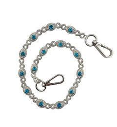 Jewelry Essentials Iced Eye Infinity Pant Chain Silver Blue | Pro Feet | BKC-873