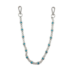 Jewelry Essentials Iced Eye Infinity Pant Chain Silver Blue | Pro Feet | BKC-873