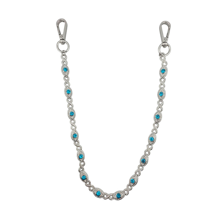 Jewelry Essentials Iced Eye Infinity Pant Chain Silver Blue | Pro Feet | BKC-873