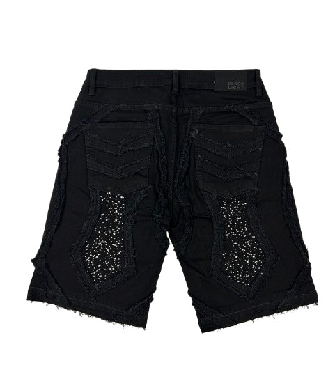 Black Light Patchwork Shorts Jet Black BL-26542 | Pro Feet