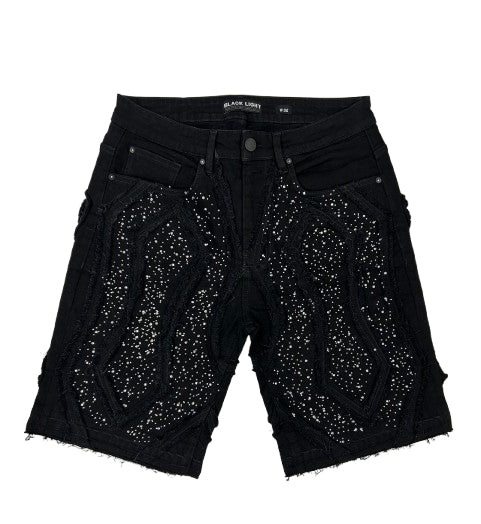 Black Light Patchwork Shorts Jet Black BL-26542 | Pro Feet