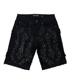 Black Light Patchwork Shorts Jet Black BL-26542 | Pro Feet