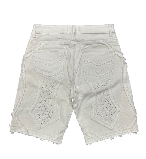 Black Light Patchwork Shorts White BL-26542 | Pro Feet