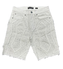 Black Light Patchwork Shorts White BL-26542 | Pro Feet