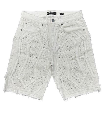 Black Light Patchwork Shorts White BL-26542 | Pro Feet