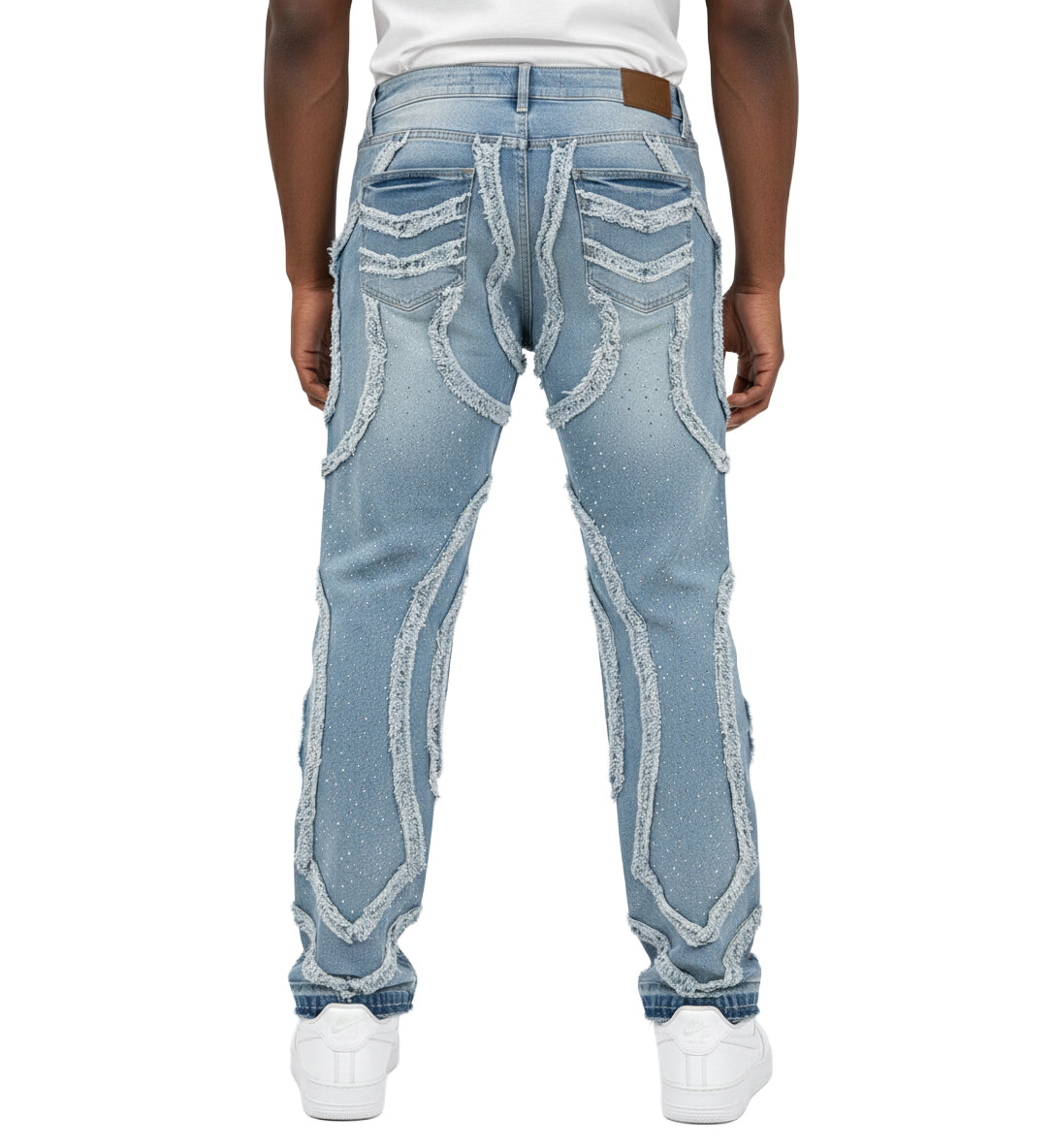 M Society Raw Hem Flare Fashion Jeans Ice Blue BL-70115ICE | Pro Feet