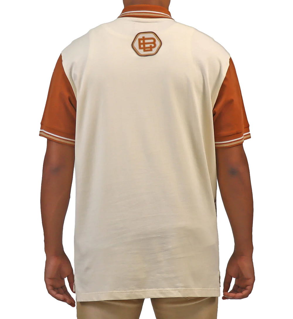 Blac Leaf Stay Elevated Polo Shirt “Rust & Cream” viewed from the back
