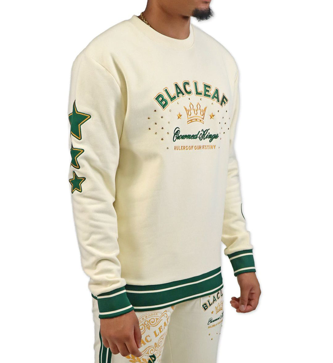 Blac Leaf Crowned Kings Crewneck “Cream/Forest Green” (BLHDY125-103)