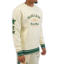 Blac Leaf Crowned Kings Crewneck “Cream/Forest Green” (BLHDY125-103)