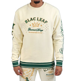 Blac Leaf Crowned Kings Crewneck “Cream/Forest Green” (BLHDY125-103)