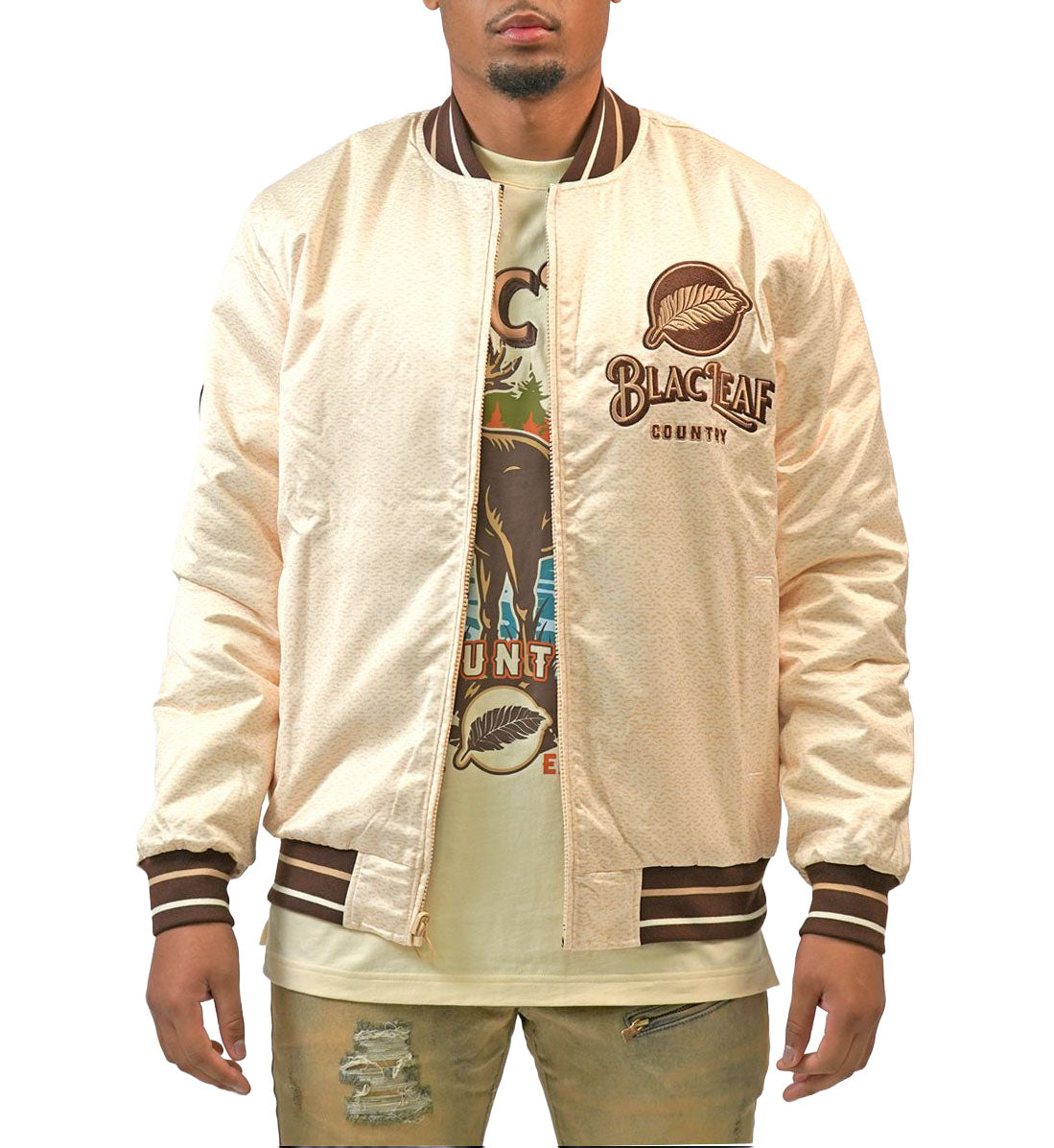 Blac Leaf Hunting Club Reversible Bomber Jacket “Cream/AOP” (BLHOL225-001)