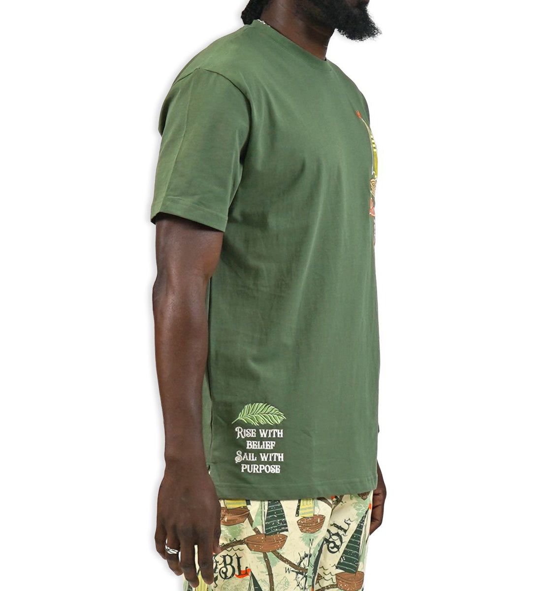 Blac Leaf Rise With Belief T-Shirt Olive Green BLSUM126-006 | Pro Feet