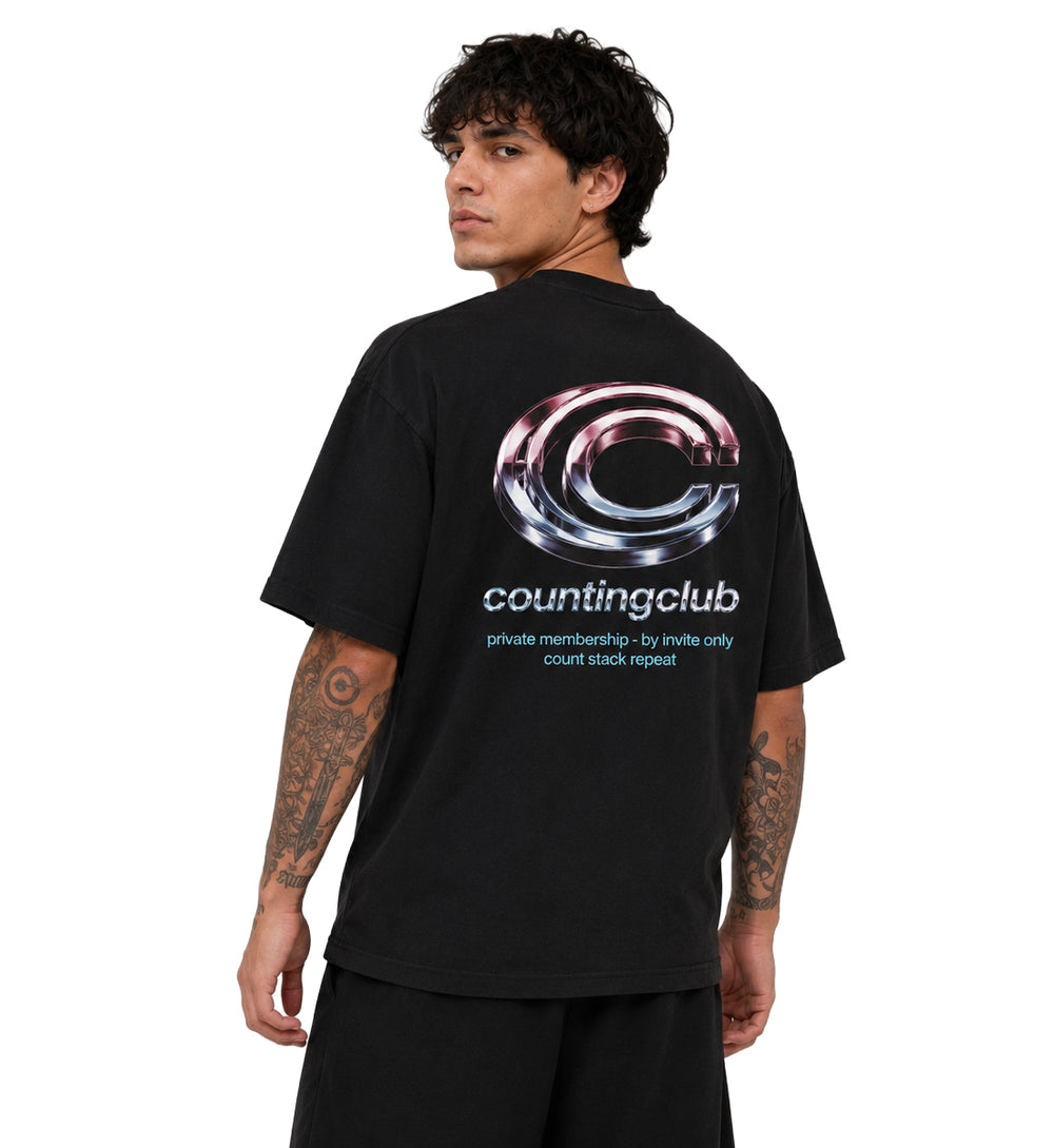 Counting Club Private Membership Ultra Heavyweight T-Shirt Black CC027B | Pro Feet