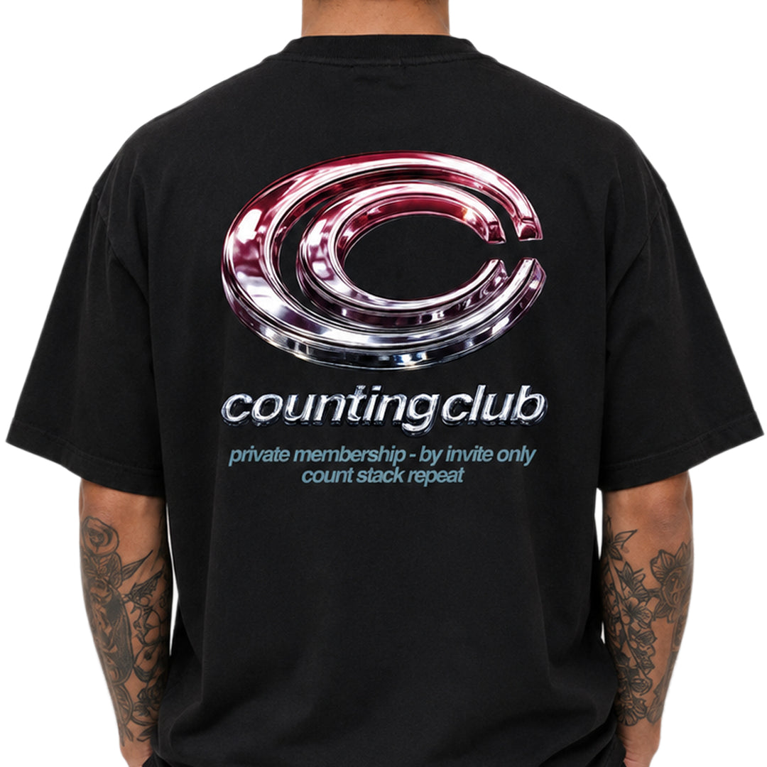 Counting Club Private Membership Ultra Heavyweight T-Shirt Black CC027B | Pro Feet
