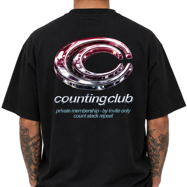 Counting Club Private Membership Ultra Heavyweight T-Shirt Black CC027B | Pro Feet