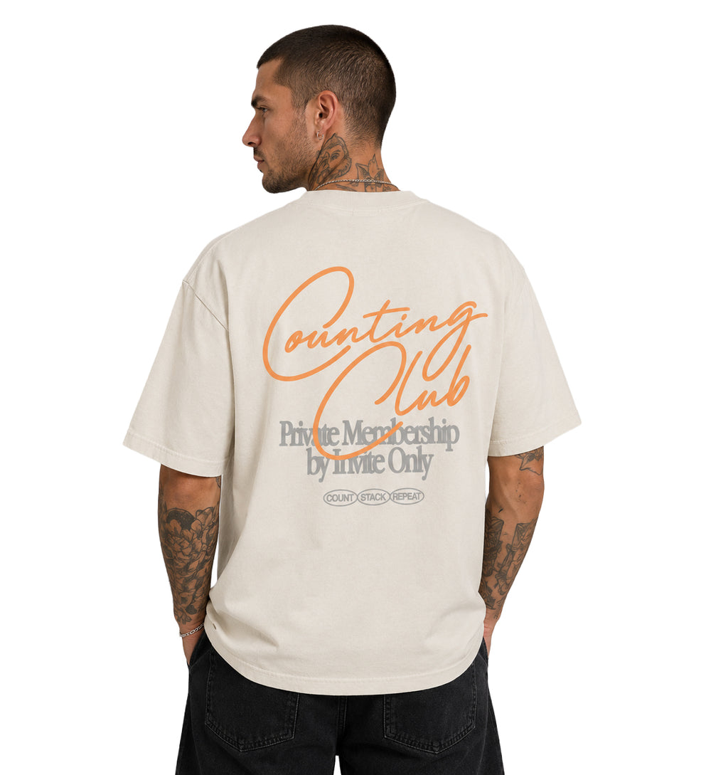 Counting Club Ultra Heavyweight T-Shirt Cream CC031C | Pro Feet