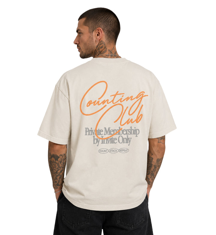 Counting Club Ultra Heavyweight T-Shirt Cream CC031C | Pro Feet