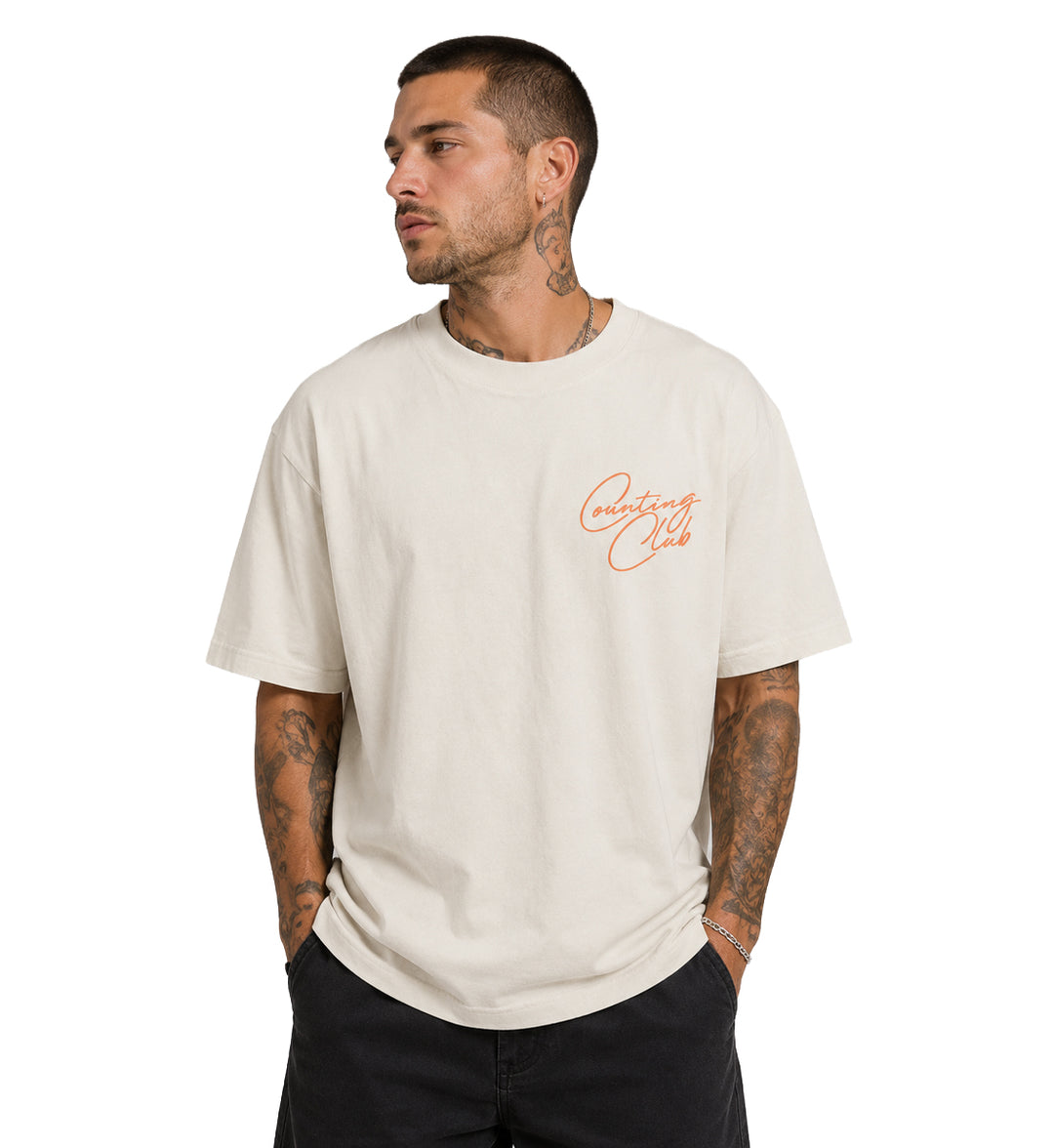 Counting Club Ultra Heavyweight T-Shirt Cream CC031C | Pro Feet