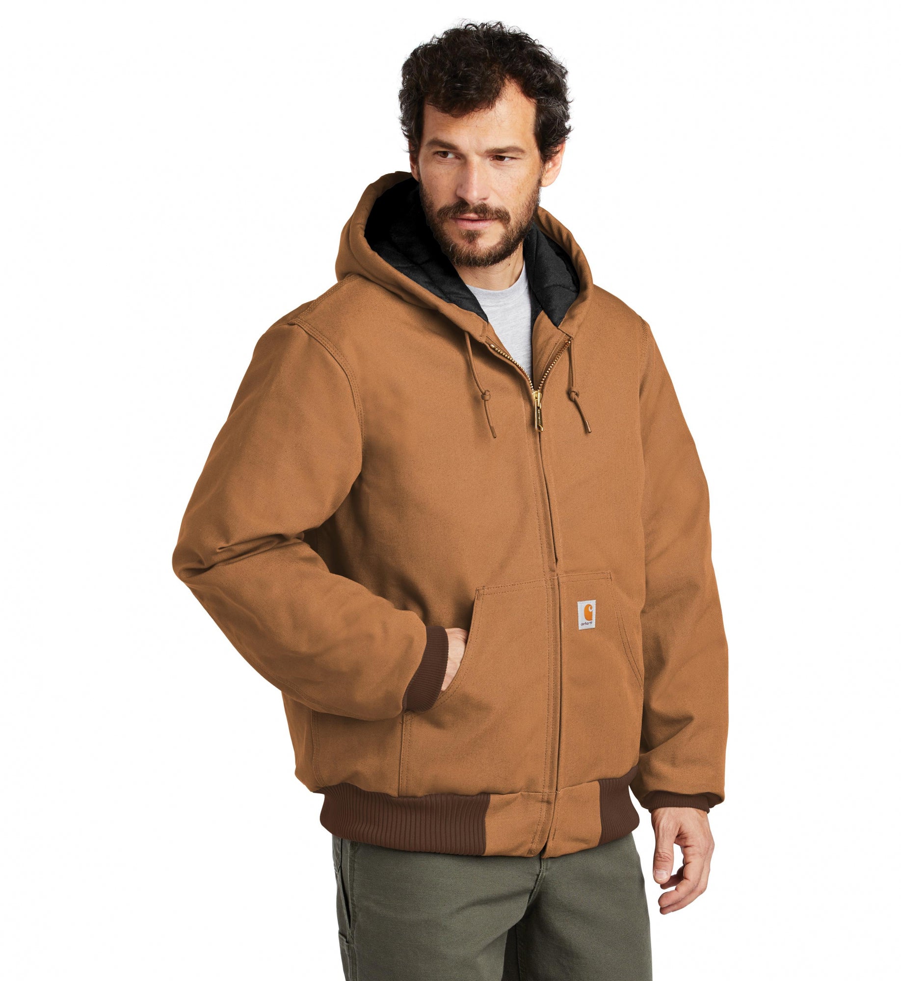 Carhartt Quilted-Flannel-Lined Duck Active Jacket Carhartt Brown CT106677 | Pro Feet