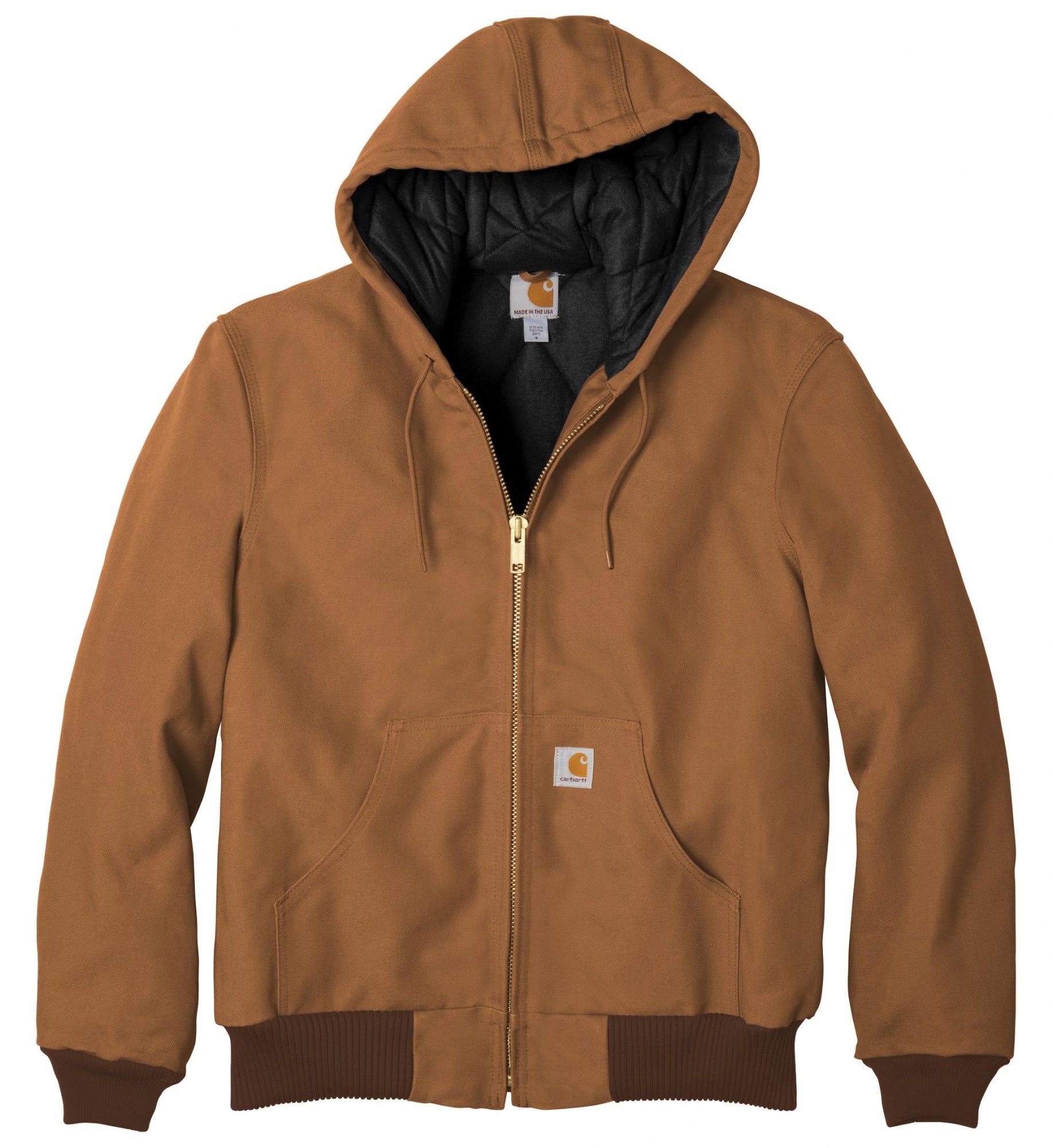 Carhartt Quilted-Flannel-Lined Duck Active Jacket Carhartt Brown CT106677 | Pro Feet