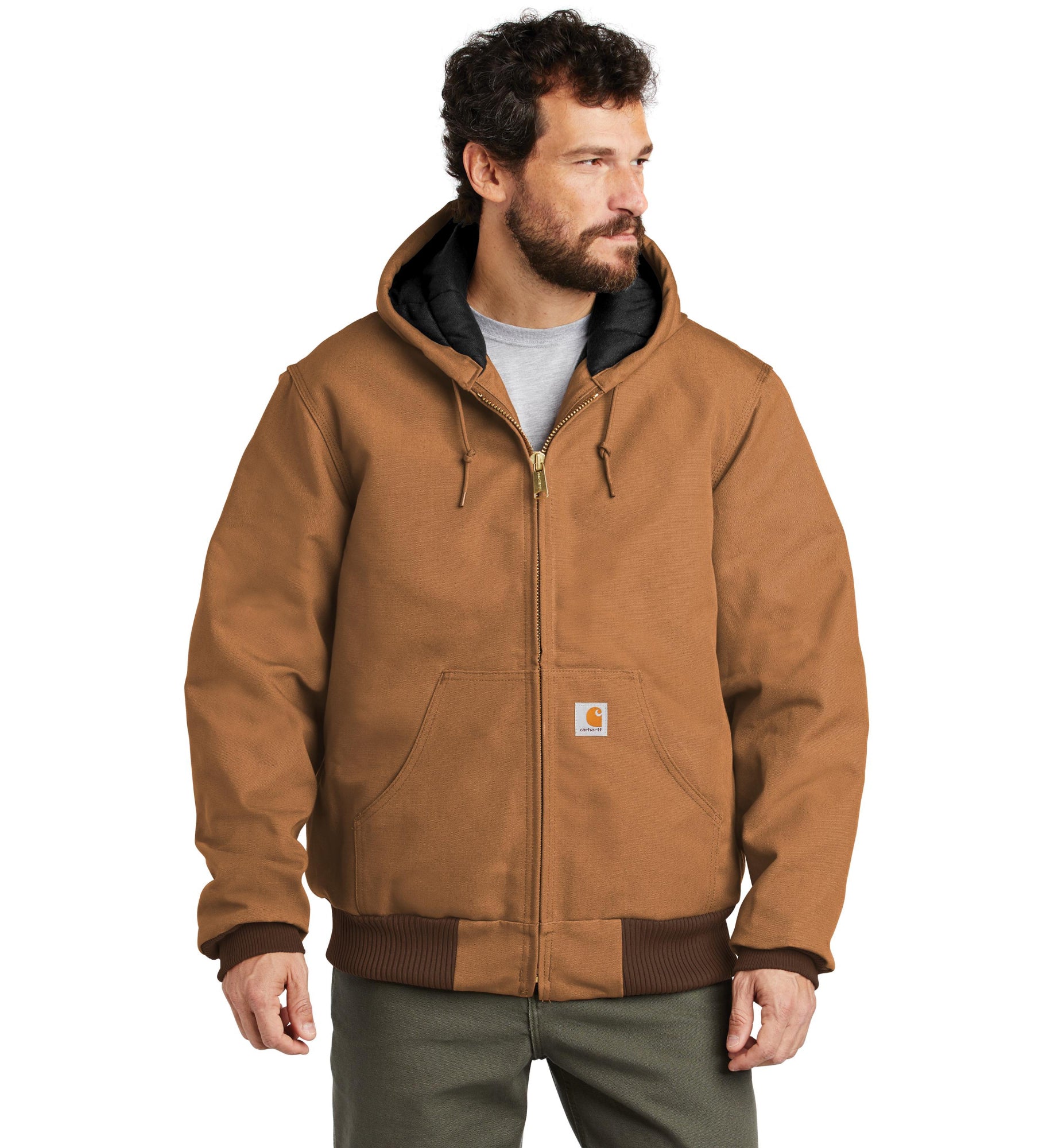 Carhartt Quilted-Flannel-Lined Duck Active Jacket Carhartt Brown CT106677 | Pro Feet