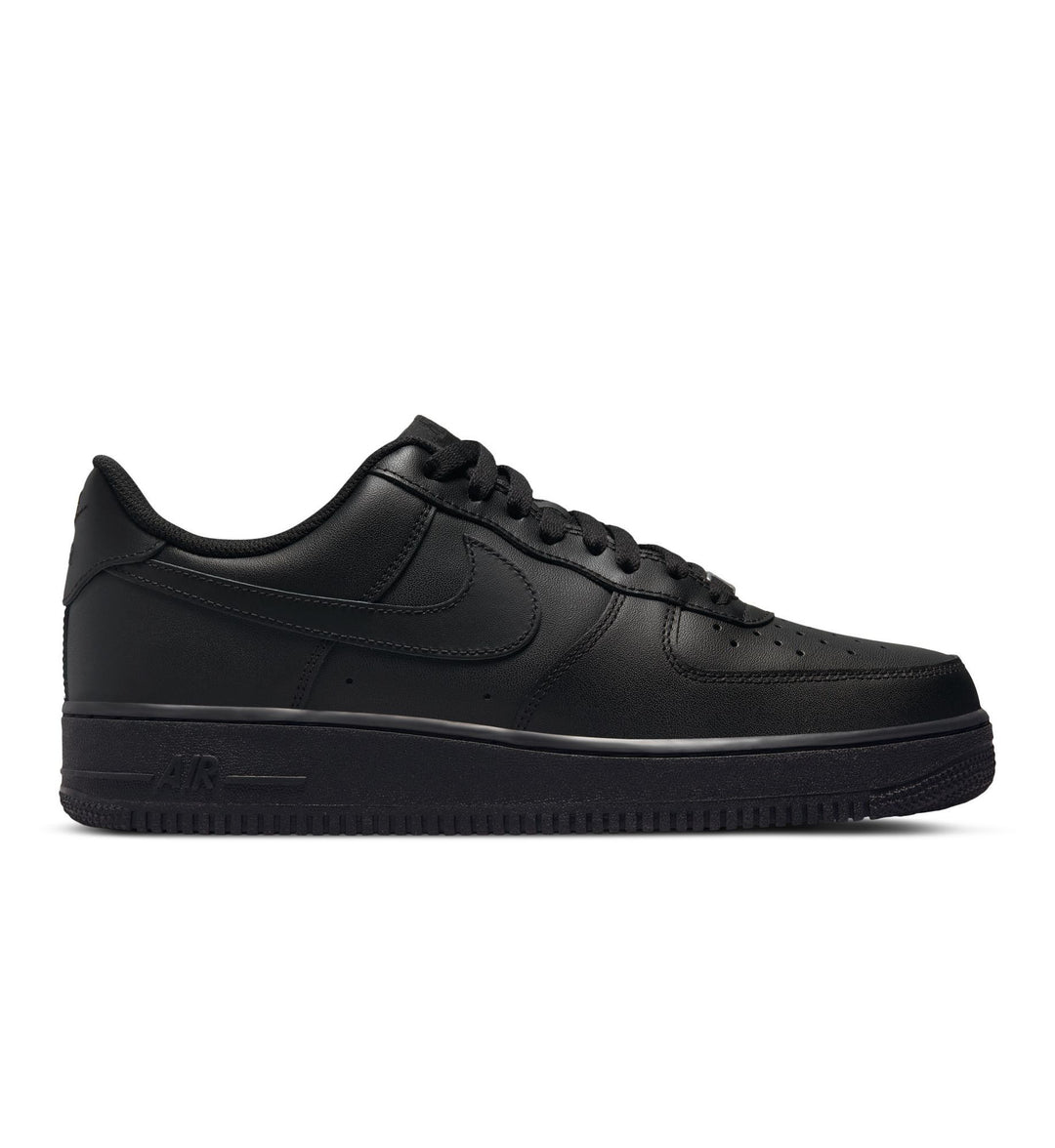 Black Nike Air Force 1 ’07 sneaker on a white background
