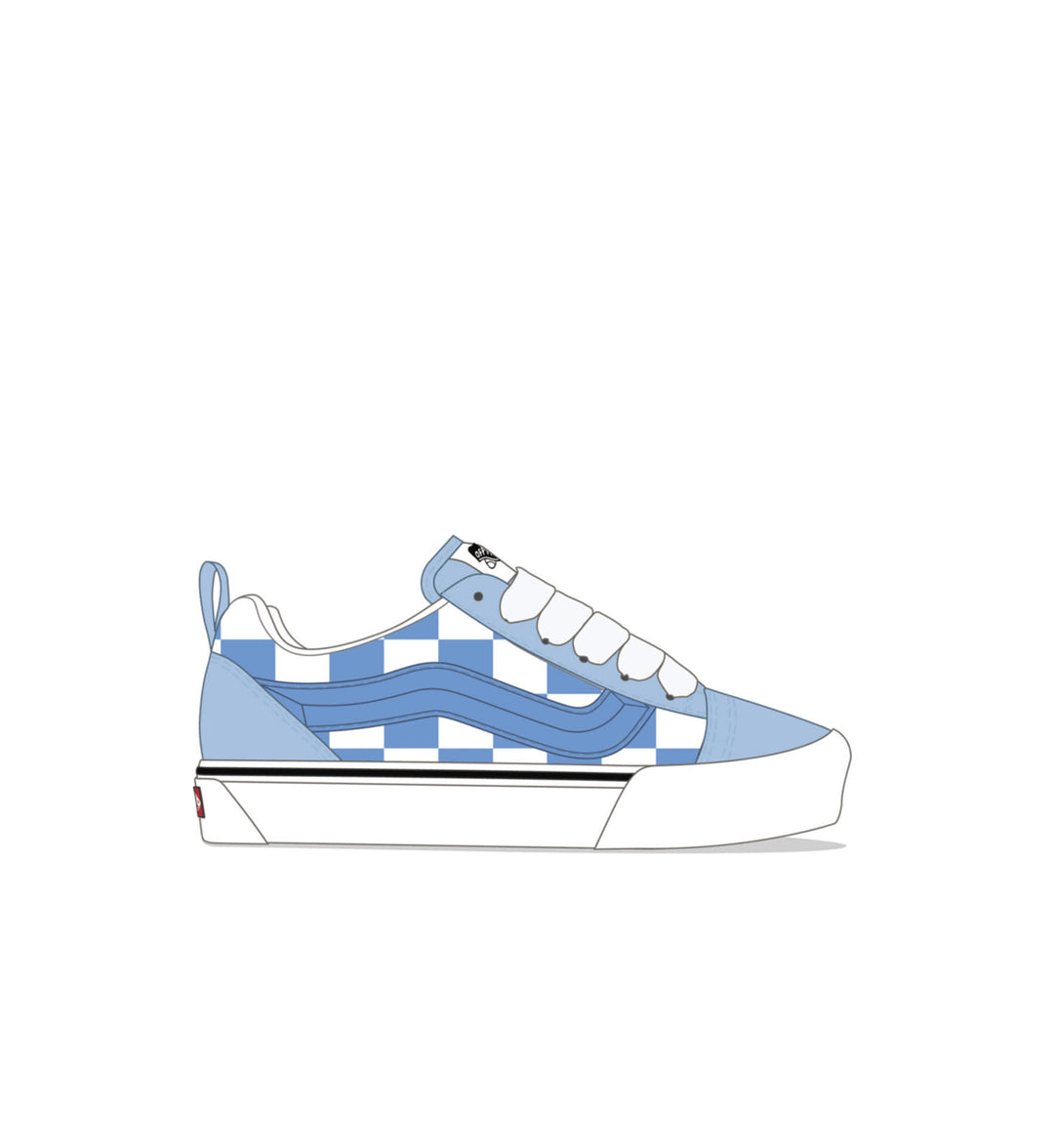 Blue and white checkered sneaker on a white background