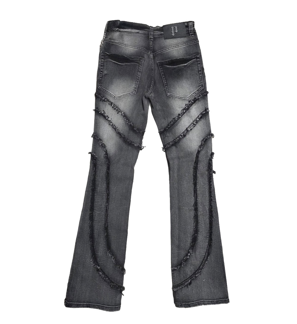 PJ Mark Washed Stacked Denim Jeans Black D25133-BK | Pro Feet