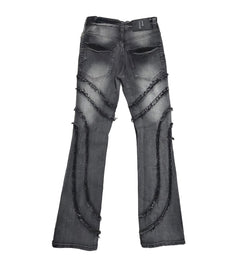 PJ Mark Washed Stacked Denim Jeans Black D25133-BK | Pro Feet