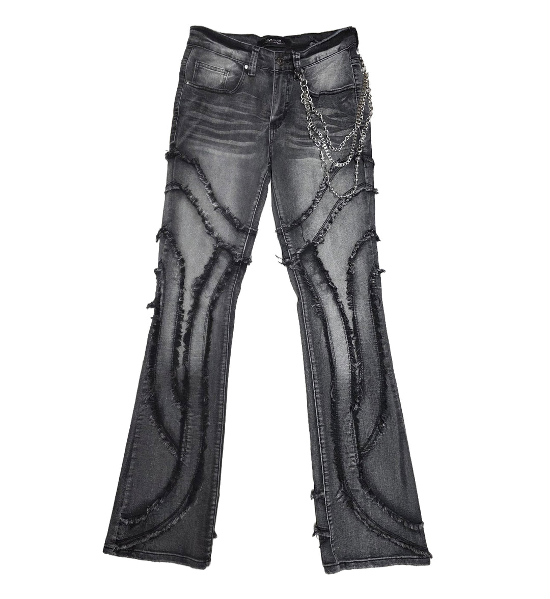 PJ Mark Washed Stacked Denim Jeans Black D25133-BK | Pro Feet