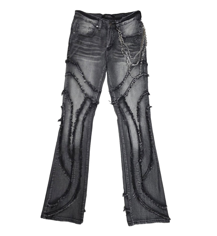 PJ Mark Washed Stacked Denim Jeans Black D25133-BK | Pro Feet