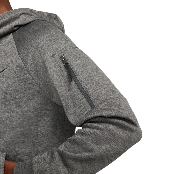 Nike Therma Men’s Therma-FIT Full-Zip Fitness Top Charcoal Heather Dark Smoke Grey Black DQ4830-071 | Pro Feet