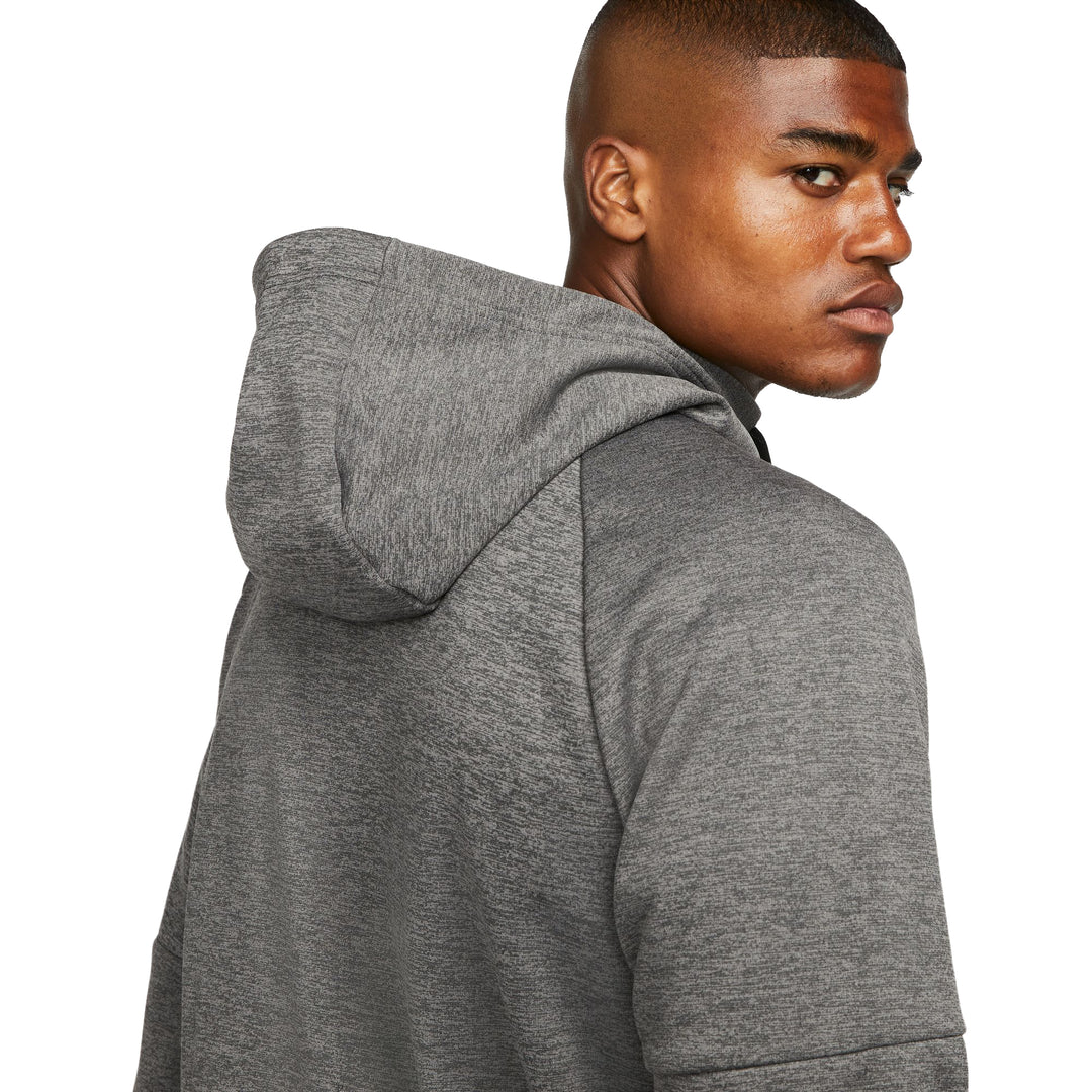 Nike Therma Men’s Therma-FIT Full-Zip Fitness Top Charcoal Heather Dark Smoke Grey Black DQ4830-071 | Pro Feet