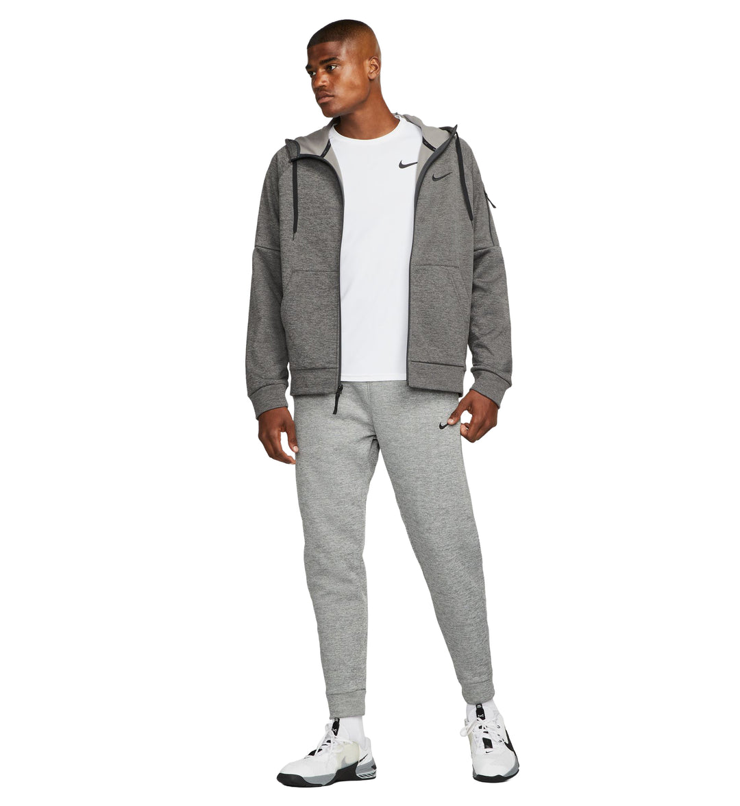Nike Therma Men’s Therma-FIT Full-Zip Fitness Top Charcoal Heather Dark Smoke Grey Black DQ4830-071 | Pro Feet