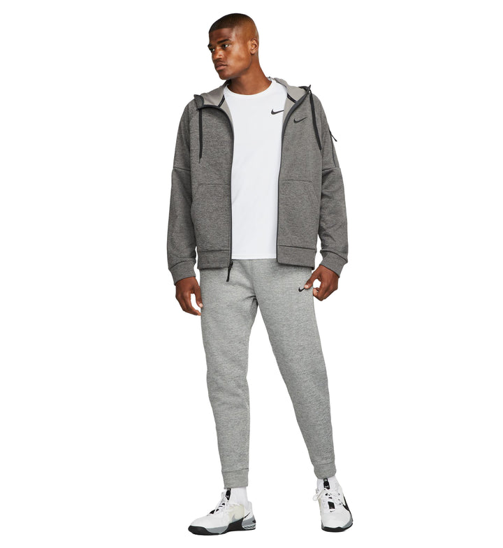 Nike Therma Men’s Therma-FIT Full-Zip Fitness Top Charcoal Heather Dark Smoke Grey Black DQ4830-071 | Pro Feet