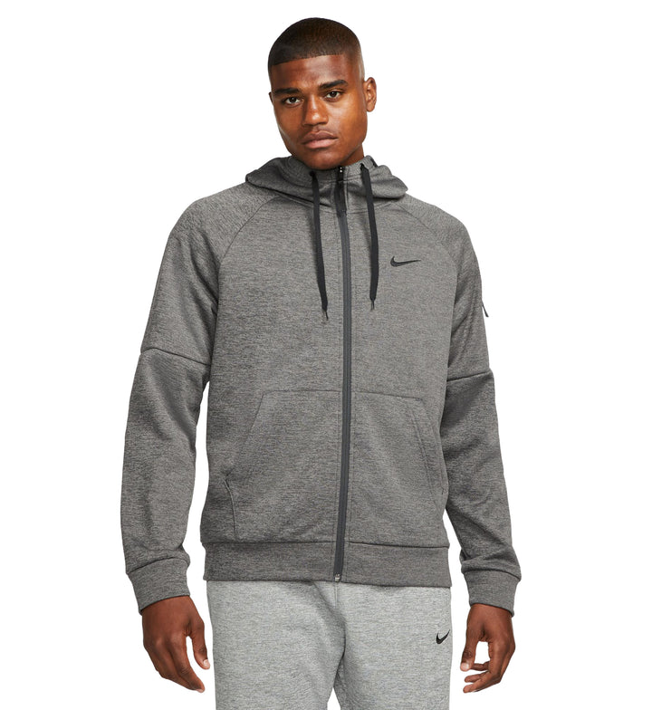 Nike Therma Men’s Therma-FIT Full-Zip Fitness Top Charcoal Heather Dark Smoke Grey Black DQ4830-071 | Pro Feet