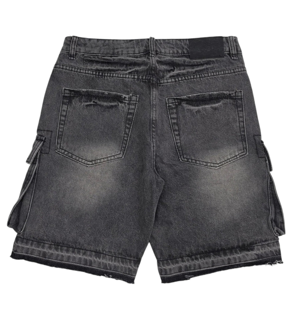 PJ Mark Premium Washed Cargo Shorts Black DS2530 | Pro Feet
