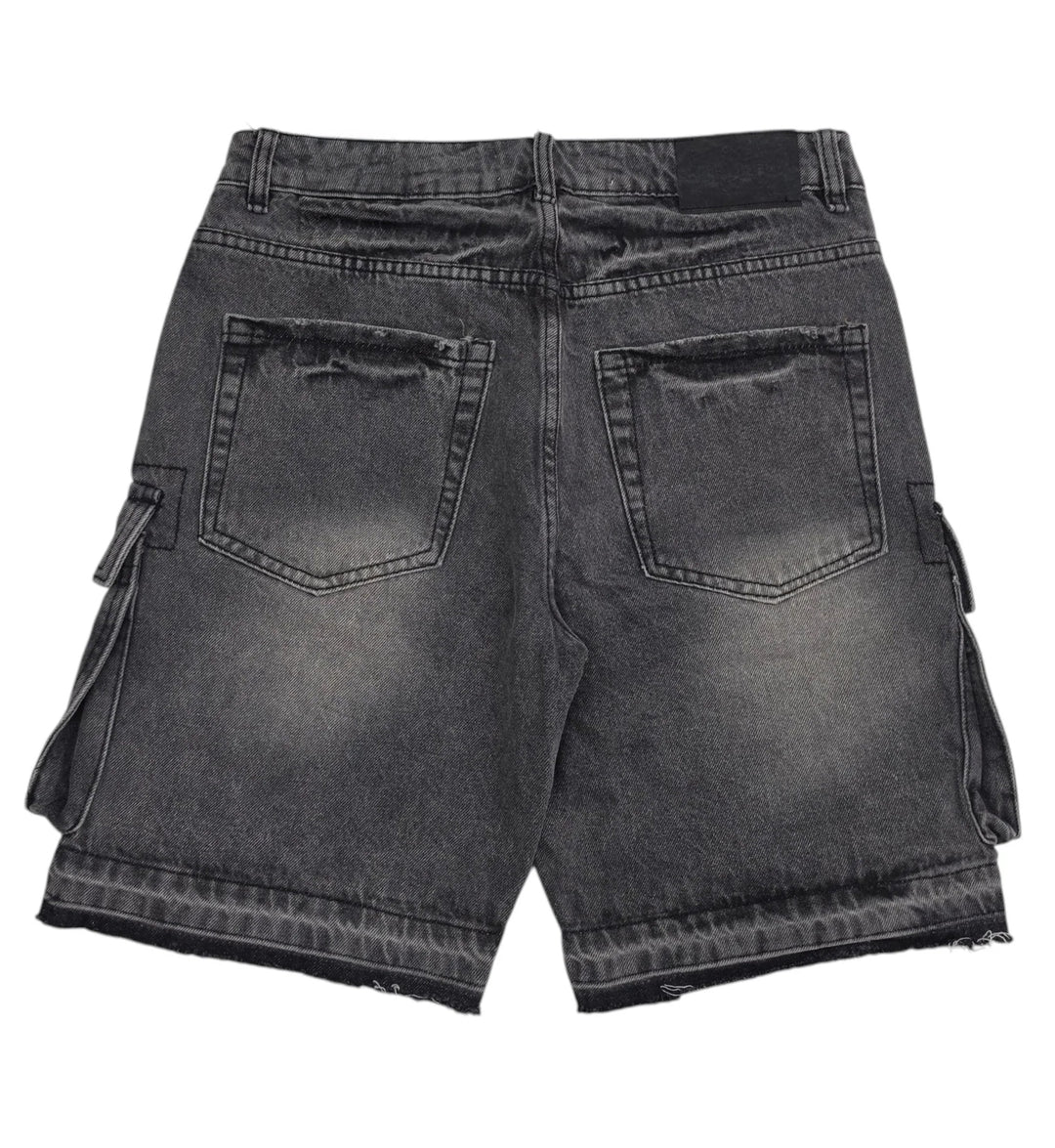 PJ Mark Premium Washed Cargo Shorts Black DS2530 | Pro Feet