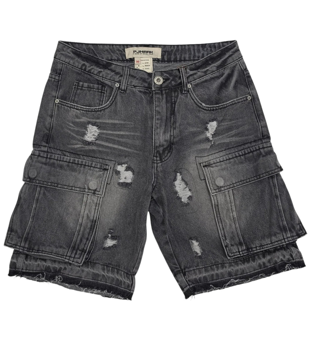 PJ Mark Premium Washed Cargo Shorts Black DS2530 | Pro Feet